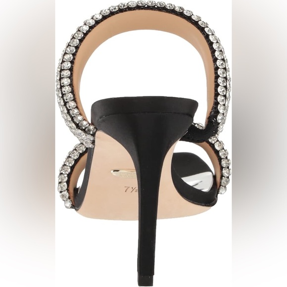 NWOT Badgley Mischka Black Sade Jeweled Double-Band Stiletto Size 7 - Picture 6 of 12
